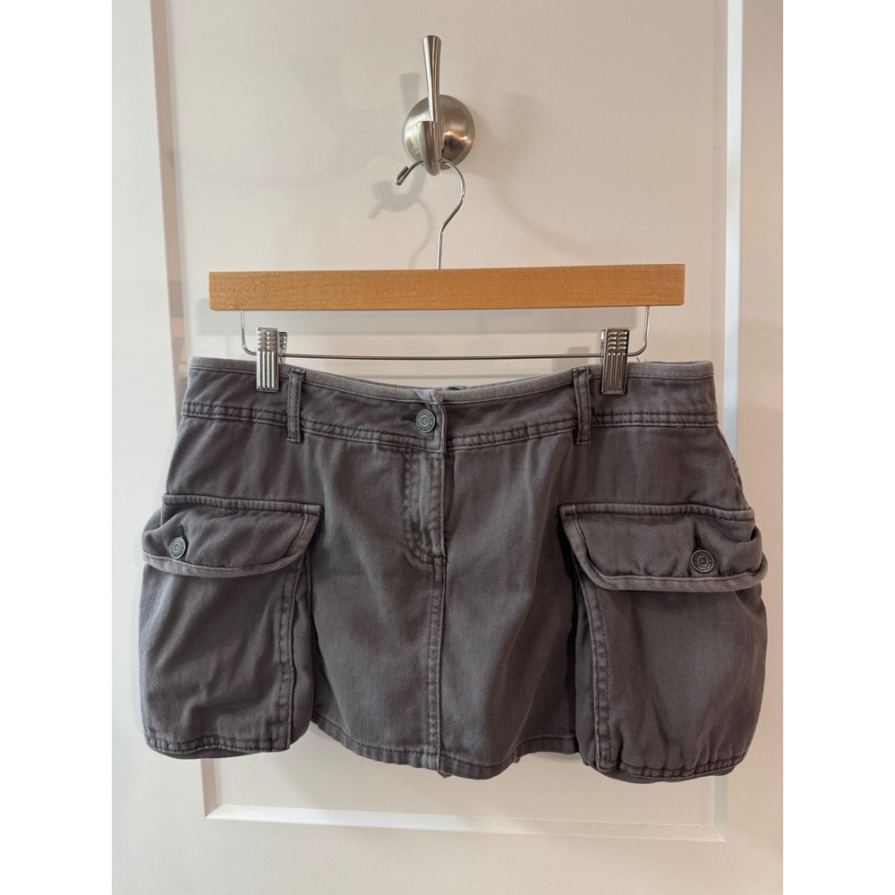 Garage Gray Cargo Mini Skort Low Rise Y2K Utility Skirt Size Medium